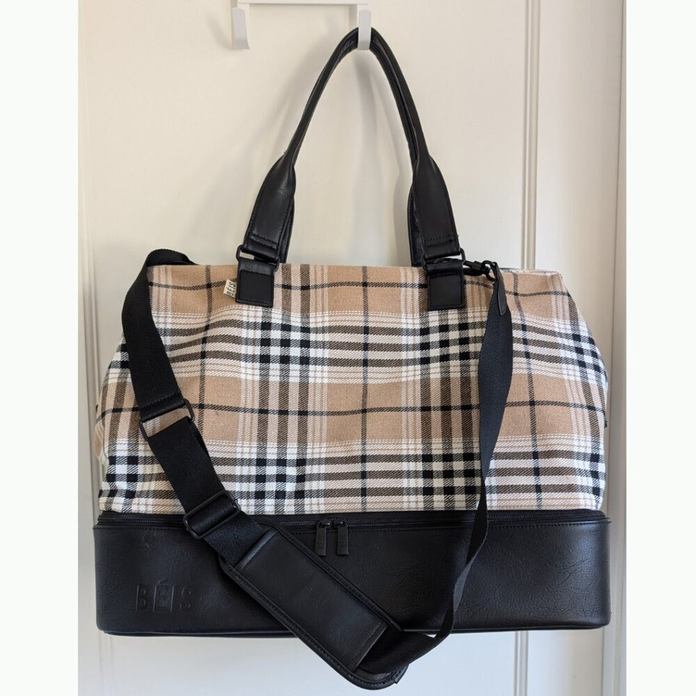 RARE BÉIS The Weekender Bag in Plaid - Limited Edition! Used Once - Like New - Picture 2 of 7